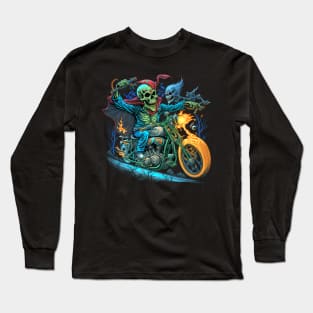 Skeleton riding a motorcycle Long Sleeve T-Shirt